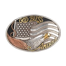 Nocona Men's Oval American Eagle  Flag Belt Buckle 37912