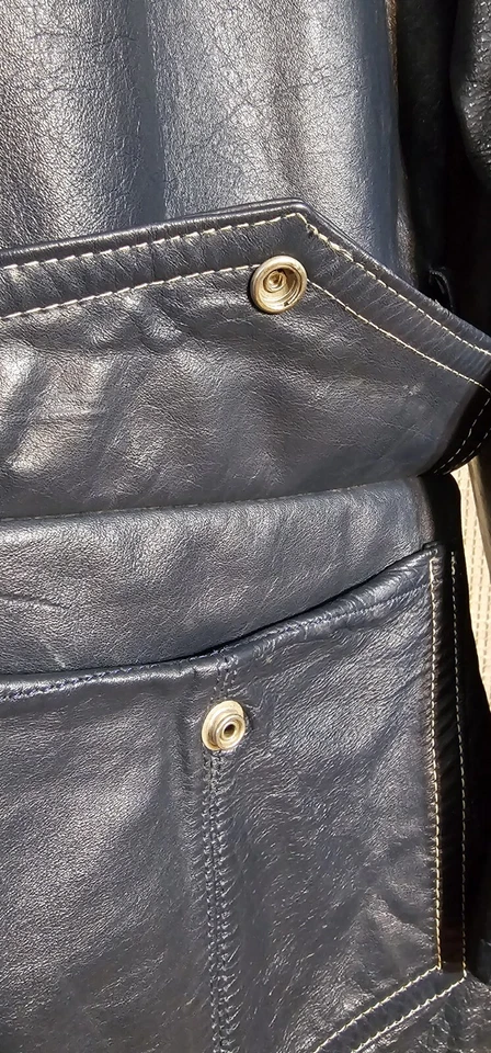 Vintage Early Polaris Blue Leather Snowmobile Jacket 50s 60s RARE Sled VTG USA  - Image 4 of 4