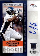 2013 Panini Contenders #116A C.J. Anderson RC (ball in left hand) Auto - NM-MT
