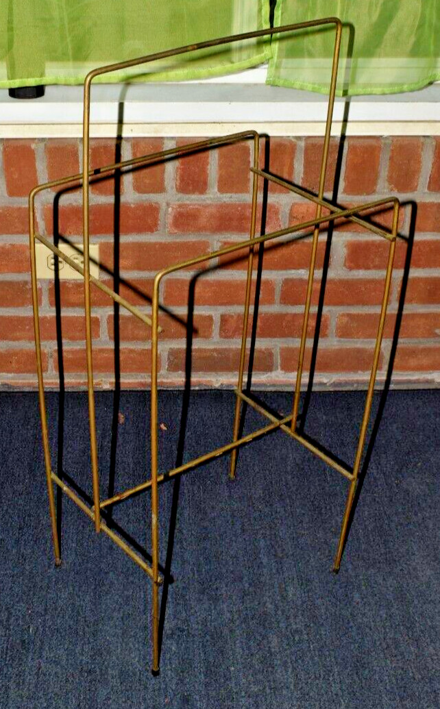 4 Vintage Mid Century Round Metal Tv Trays Side Tables in Stand RARE SHAPE