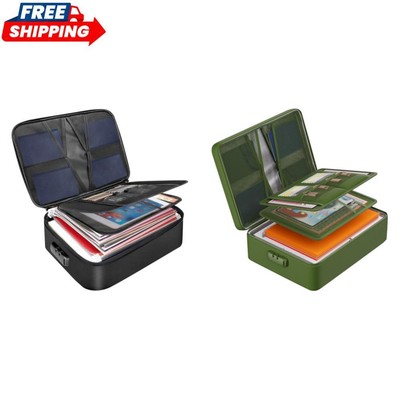 Fireproof Document Organizer with Lock Document Box Safe Storage Box (Black)