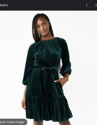 draper james green dress Draper James Women's Green Velvet Ruffle Hem Dress Size M NWT