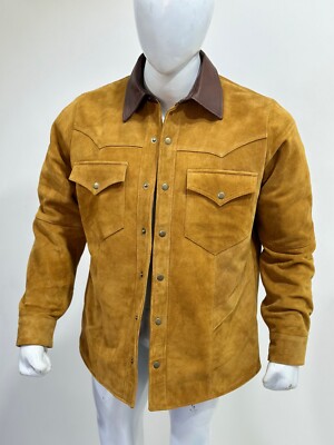 Men Suede Leather Shirt, Western Style Cowboy Suede Shirt, Real Suede Shirt
