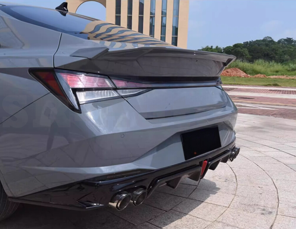 ABS Black Style Rear Spoiler Tail Trunk Lip Wing Bar For Hyundai Elantra 21-24