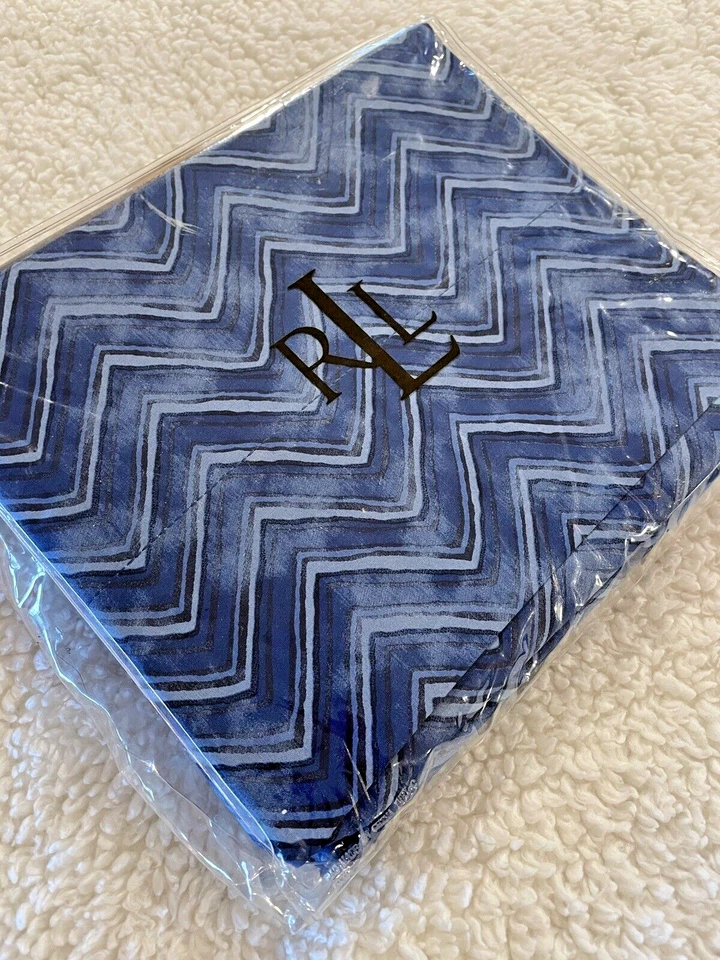 RALPH LAUREN NUEVO EN PAQUETE ÍNDIGO MODERNO ESPIGA REINA SÁBANA PLANA ALGODÓN AZUL NUEVO RARO Foto 3 de 4