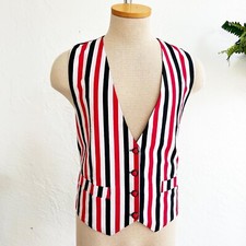 DESIGNER DINO ORSINI 60 s 60s Vintage Red Black White Striped Barbershop Vest 40