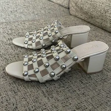 Raye Winnie Slide Sandal Cream Nude Leather Size 7.5