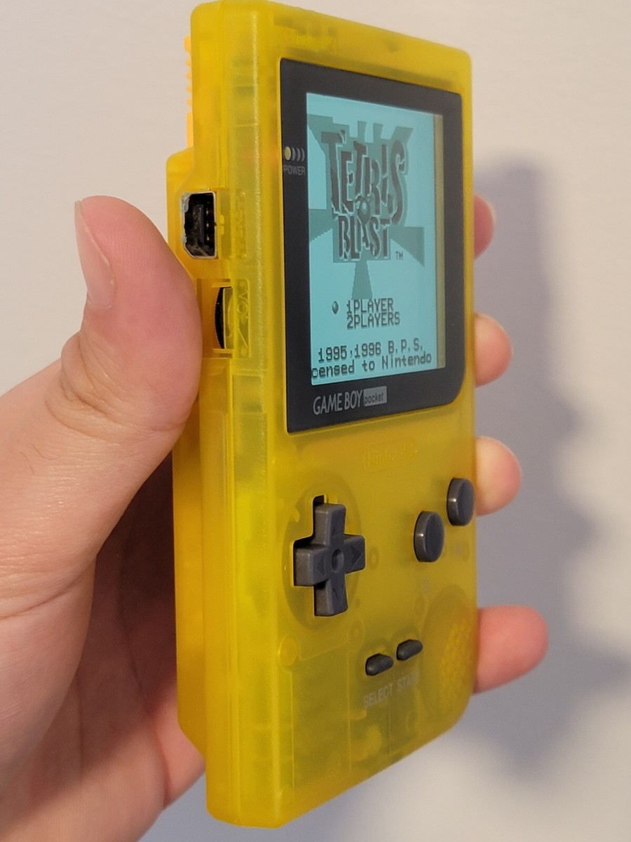 Yellow Modded Nintendo Game Boy Pocket w/ backlit larger screen