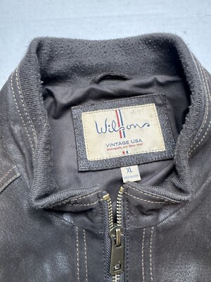 Wilsons Leather Size XL Full Zip Jacket Brown Vintage USA Biker