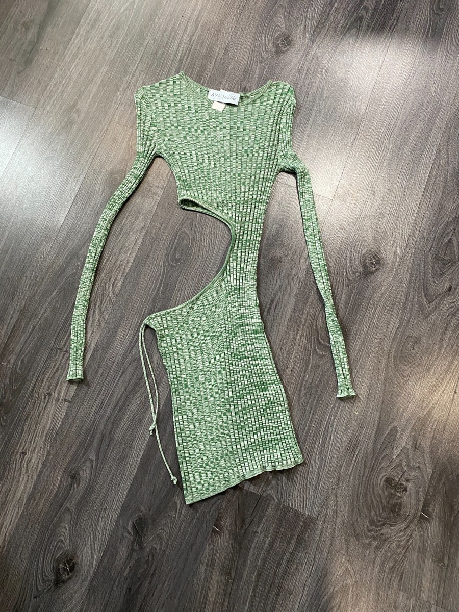 Aya Muse Womens Cut Out Printed Sheath Mini Dress Small Green Viscose Blend  | eBay