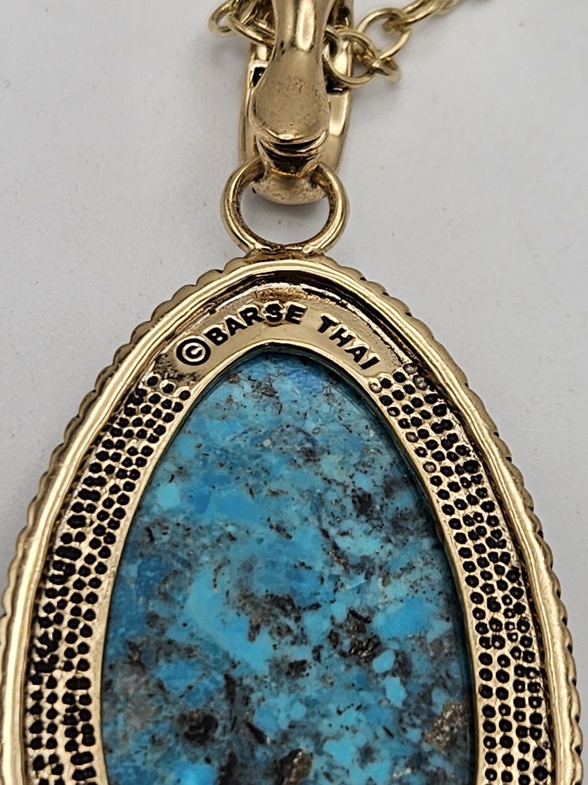 Barse Thailand Gold Tone Turquoise Enhancer Pendant Long Necklace eBay
