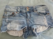 Almost Famous Denim Shorts distressed size 3 two button closure