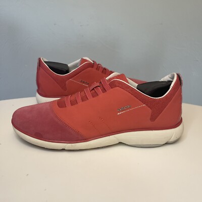 GEOX D Nebula Lace Up Low Top Trainers Sneakers in Coral Women’s Size 10 