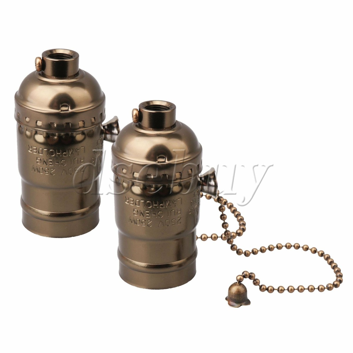 Retro E27 Pendant Light Socket With Pull Chain Switch – Bronze Finish, AC 110-240V, 4A Rated