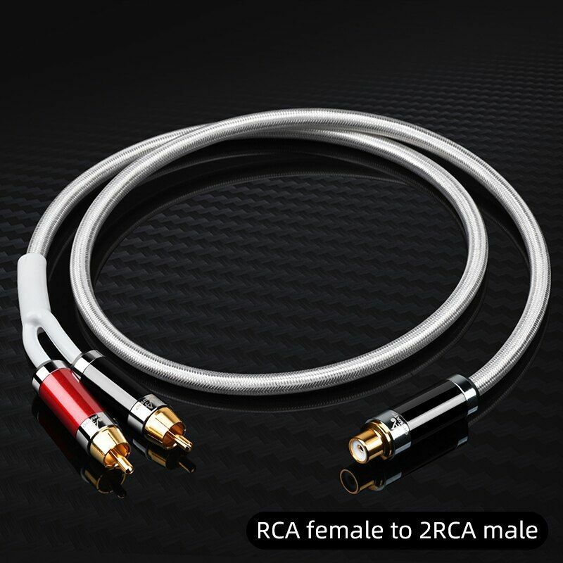 7N OCC Pure Copper and Silver Mixed Cord HIFI One Sub-2 RCA Splitter Audio Cable
