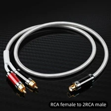 7N OCC Pure Copper and Silver Mixed Cord HIFI One Sub-2 RCA Splitter Audio Cable