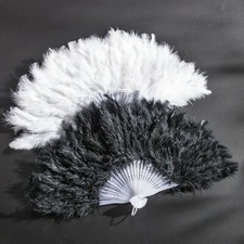 Éventail Plume à Main Pliage Plastique Danse Spectacle Rétro Vintage Look Soirée