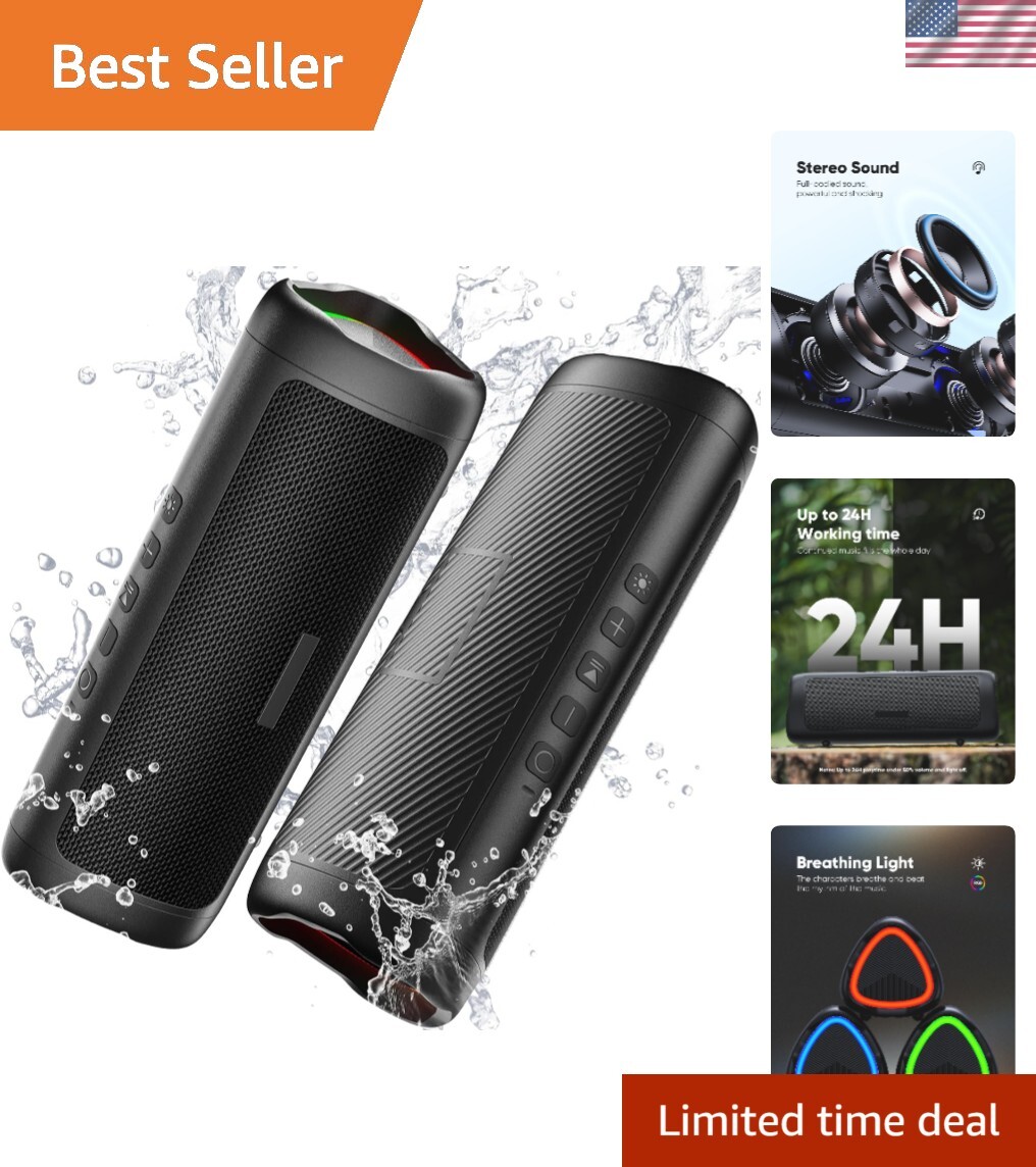 Bluetooth Speaker, Waterproof Speaker with HD Sound, TWS Pairing, BT5.3, Port...-image