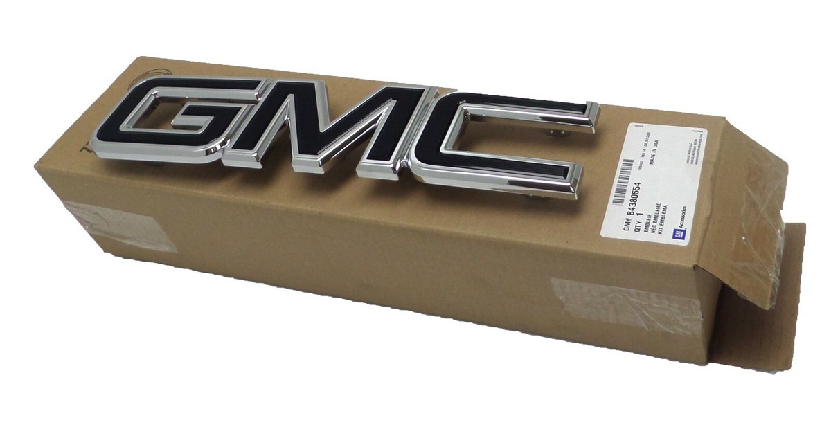 OEM GMC Canyon Front & Rear Emblem Set - Black/Chrome, Fits 2015-2019 Models, Part #84380554