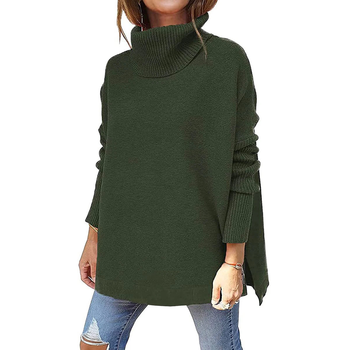 Batwing top turtleneck sweater
