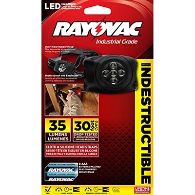 Rayovac Virtually Indestructible LED Headlamp, Durable and Bright Headlamp with