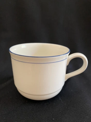 6 Pc Set LENOX Chinastone Blue Pinstripes Coffee Cups
