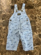 OshKosh Vintage Blue Corduroy Transportation Overalls Made In USA Size 12 Months