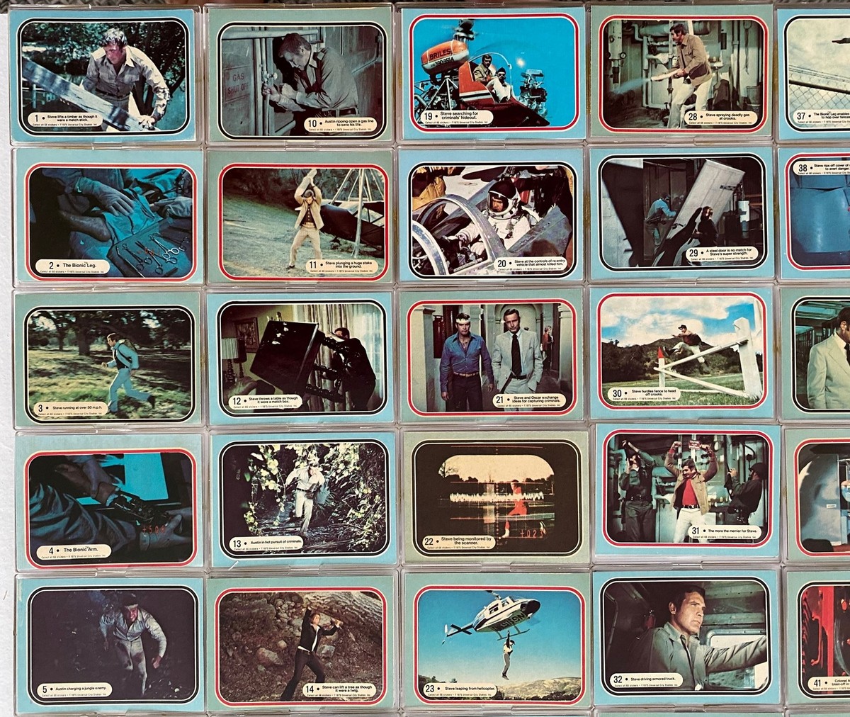 1975 Six Million Dollar Man Sticker Trading Card Set of 66 Donruss