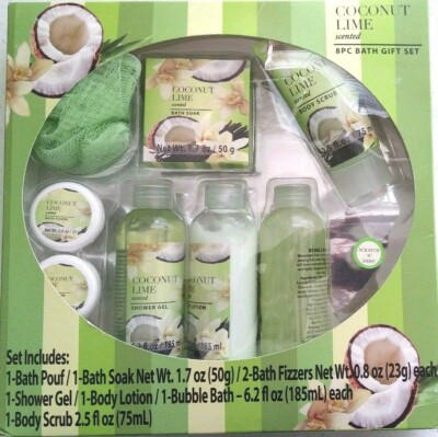 COCONUT LIME Scented 8-piece BATH GIFT SET - NEW