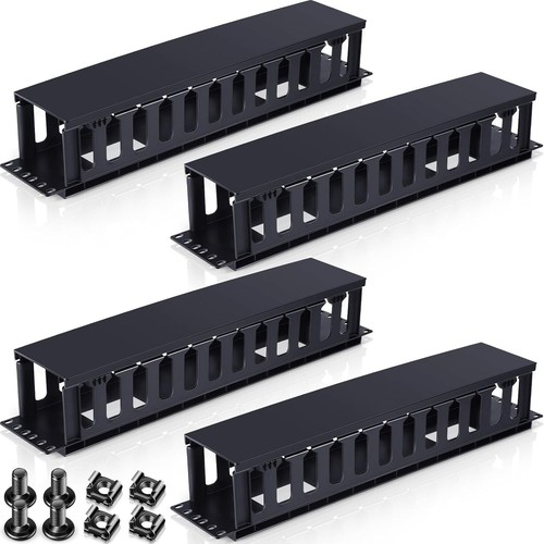 4 Pcs 2U Cable Management Panel - 19 Inch Organizer for Neat Server Racks - Picture 3 of 8