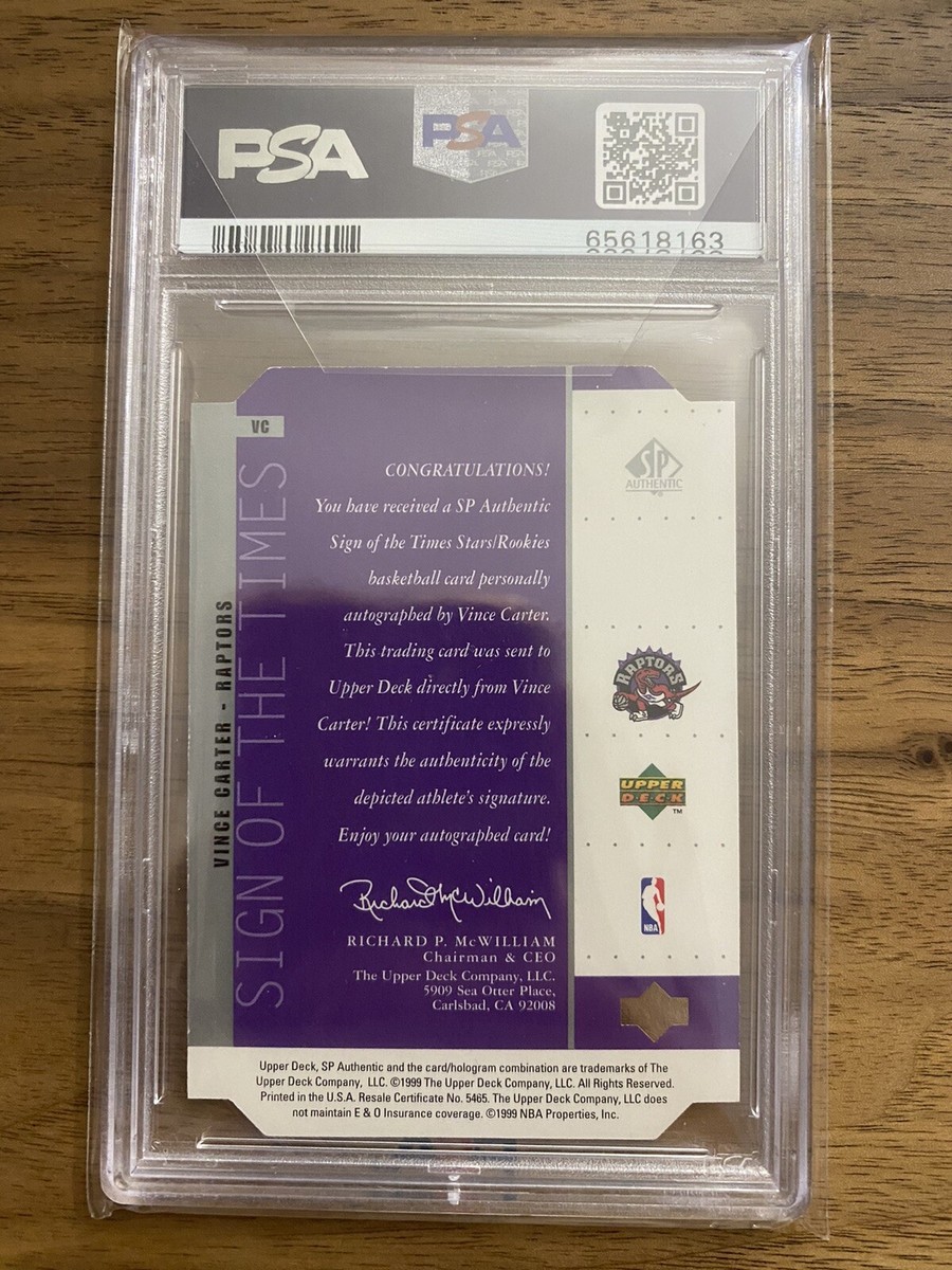 1998-99 SP AUTHENTIC VINCE CARTER #VC ROOKIE SIGN OF THE TIMES 