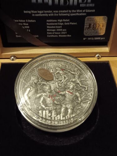 2021 Niue $5 Blood of Elves The Witcher Series 2 oz Silver Antiqued finish Coin - Picture 2 of 16