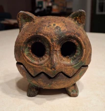 Vintage Cast Metal Owl Incense Burner 1960s Lantern Candle Holder Japanese MCM