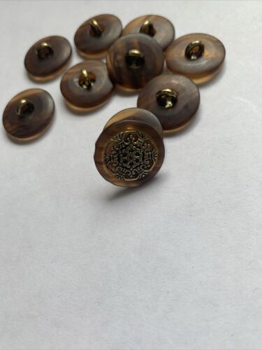 Tortoiseshell / Gold Effect Maple Wood Style Shank Buttons / 20mm Pack Of 30 - Picture 4 of 4