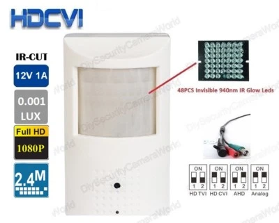 DIYSECURITYCAMERAWORLD HD-CVI 2.4MP Motion Detector BNC Camera 1080p HD 3.7mm lens Security CCTV