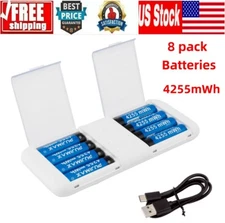 4255mWh PUJIMAX 8PCS AA Rechargeable Batteries with Fast Lithium Charger 1.5Volt