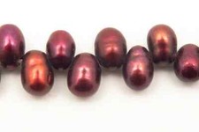 Cranberry Red Freshwater Pearls Top-Drilled Teardrop 4mm x 5mm, 0.5mm hole, 16"