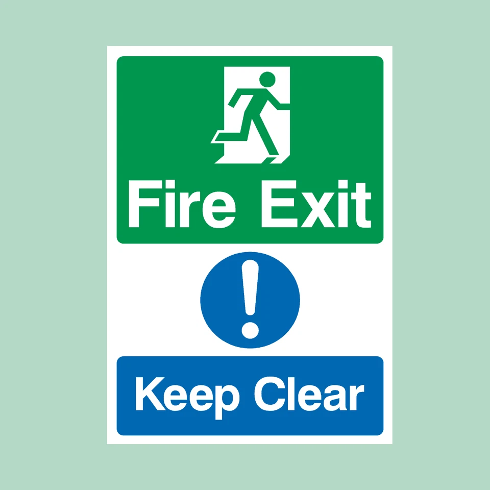 THESIGNWAREHOUSE Fire Exit Keep Clear Plastic Sign/Sticker - Fire Exit, Escape (MISC13)