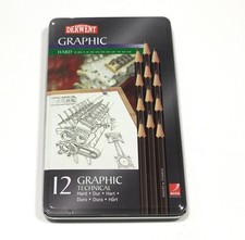 12 DERWENT Graphic Bleistifte in der Metalldose Härtegrade hart bis mitte B-Ware