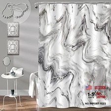 Marble Shower Curtain for Bathroom, Abstract Granite Marble 72" W x 72" L Grey