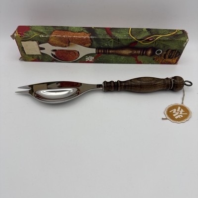 Löffel Gabel Messer 3 in 1 Cromargan Probierlöffel WMF Burgund Edelstahl Holz