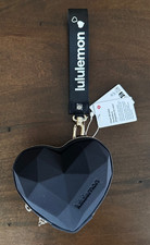 Lululemon Valentine's Day Heart Wristlet Black Gold New