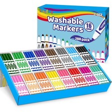 Washable Markers Bulk 288 Count , 16 Assorted Colors, Washable Markers for K...