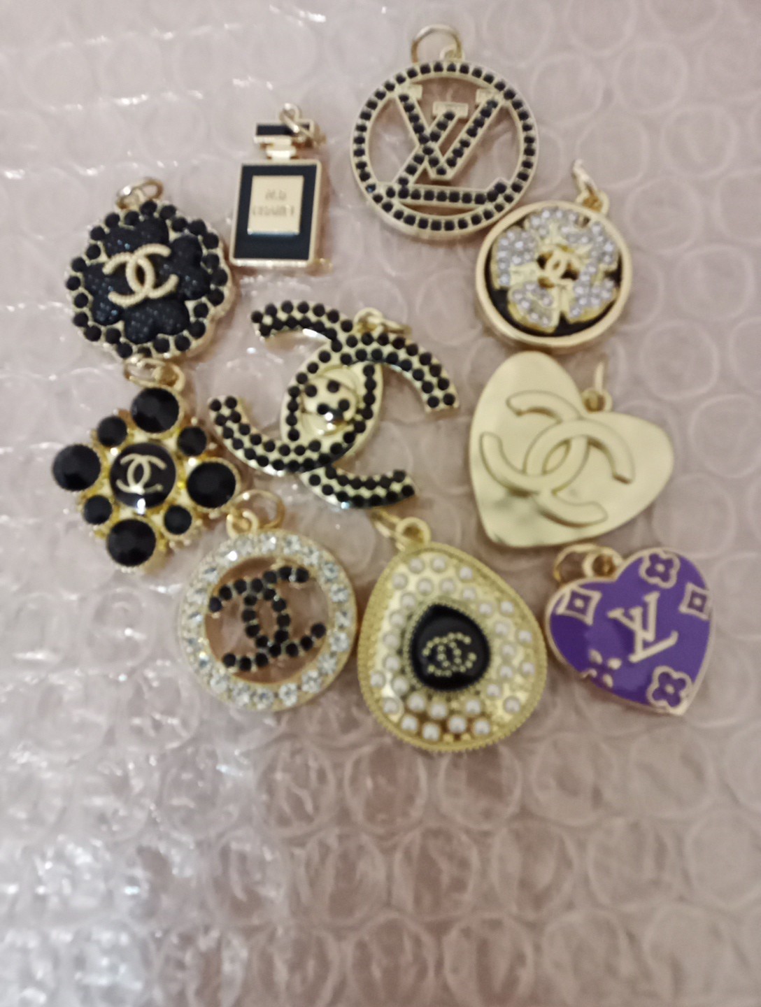 10   Pc Set Chanel  Zipper Pull Button Charm Pendant 