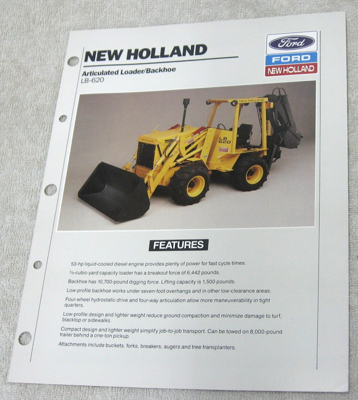 1988 FORD NEW HOLLAND ARTICULATED LOADER BACKHOE LB 620 BROCHURE ORIGINAL