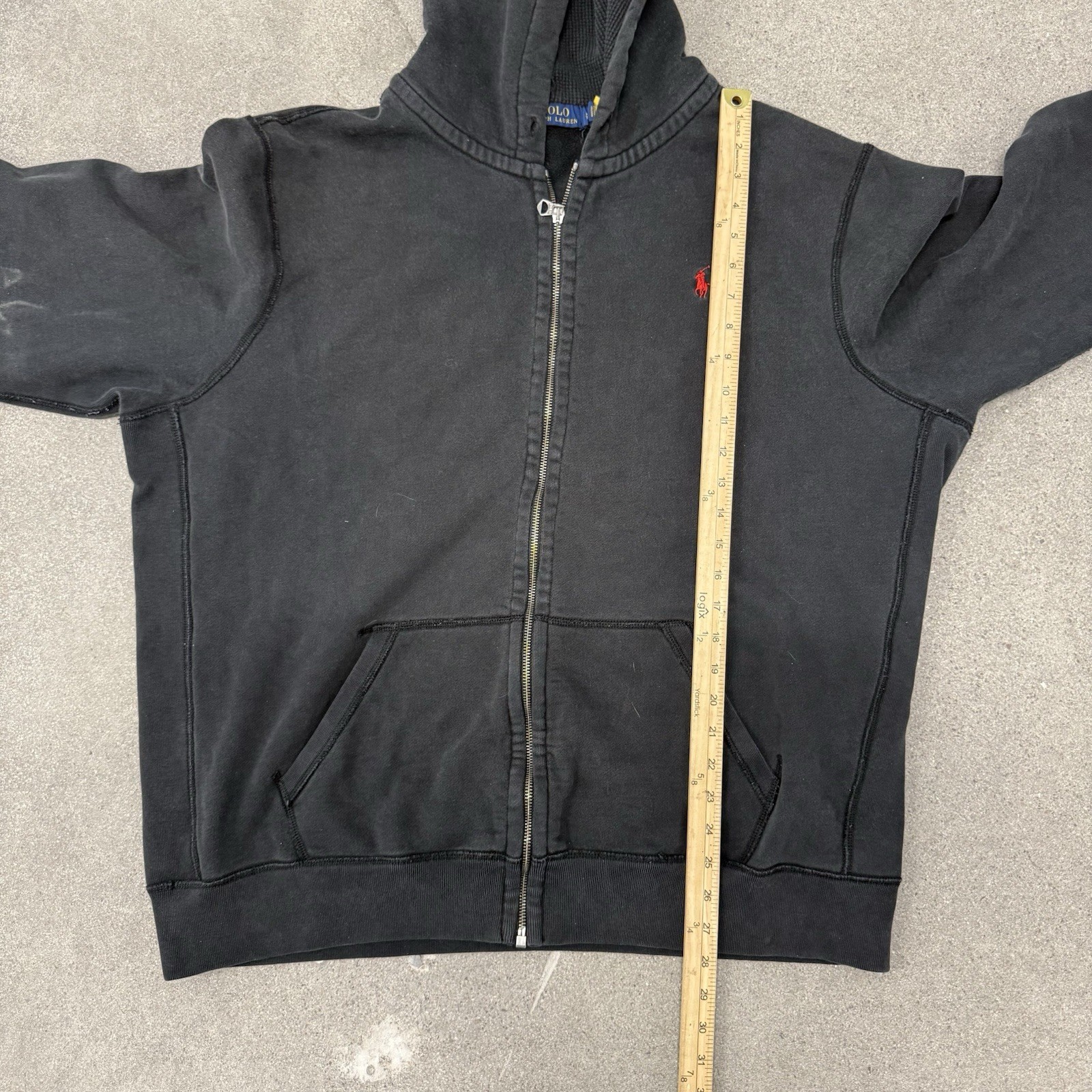 Polo Ralph Lauren felpa con cappuccio uomo XXL nera full zip termica logo pony