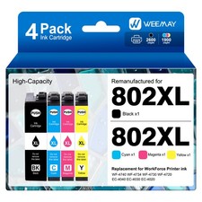 4PK 802XL Ink Cartridges For Epson WorkForce Pro WF-4720 WF-4730 WF-4734 WF-4740