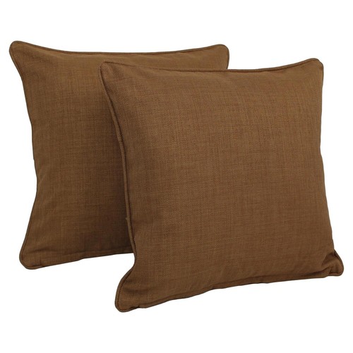 Blazing Needles Indoor/outdoor Spun Poly 20inx20inx6in Throw Pillow Mocha Set of