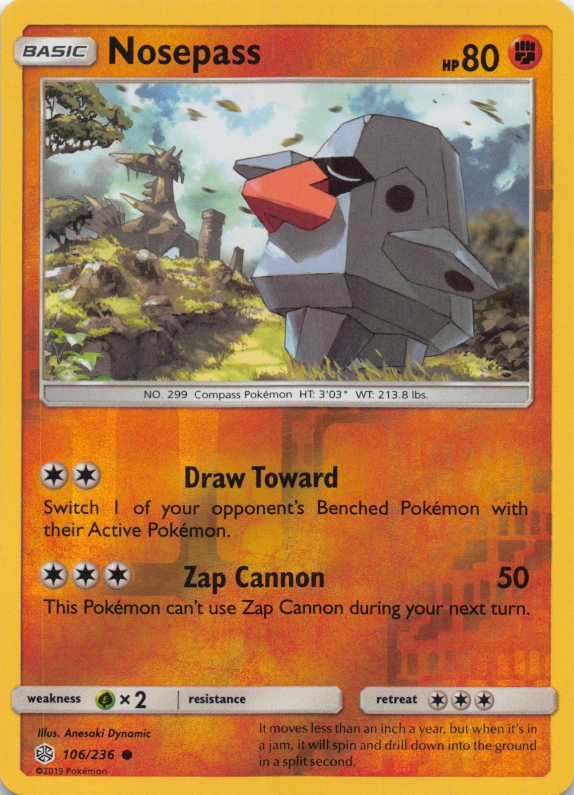 Nosepass - Cosmic Eclipse - Reverse Holo - 106/236 - Pokemon Single