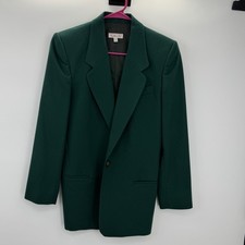 Vintage Talbots Forest Green Single Button Blazer Jacket Size 4 Made in USA